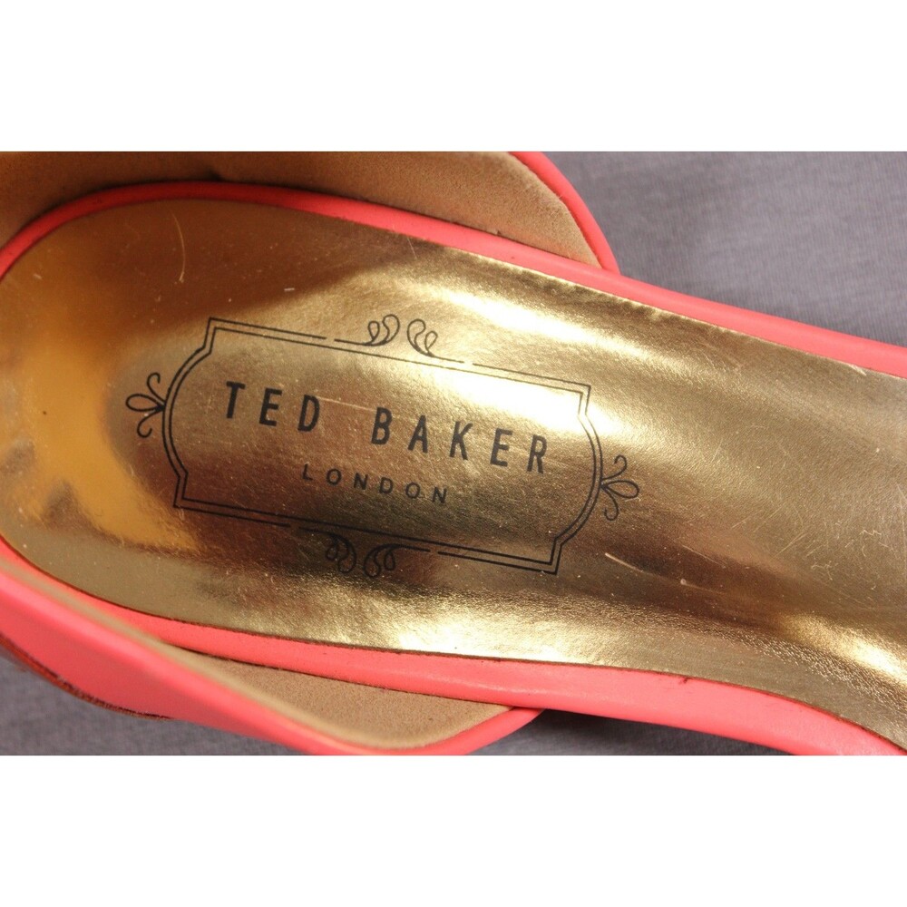 Ted Baker London Cadeen flats snakeskin pattern and bright pink lining 9 - Picture 4 of 6